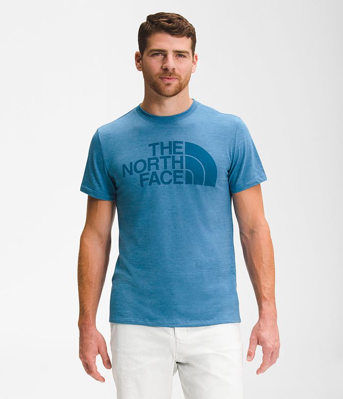 The North Face T-Shirts Heren Korte Mouw Half Dome Tri-Blend NCFT78162 - Blauw